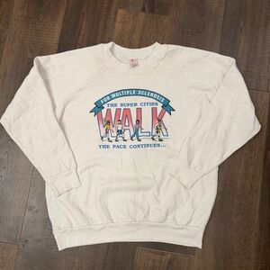 Vintage 1991 Textile Prints MS Super Cities Walk Sweatshirt XL White Made in USA